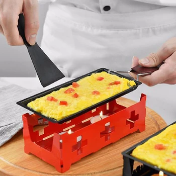 Taşınabilir Peynir Raclette Tava Fırın ızgara tepsisi Rotaster pişirme tepsisi soba seti Spatula ile Yapışmaz Ev Mutfak 2
