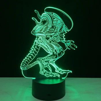 Alien vs Predator 3D Aydınlatma Mood Lambası 7 Renk Değiştirme Lamparas USB kablosu ile Arkadaşlar doğum günü hediyesi Ev Dekor Damla Gemi 2