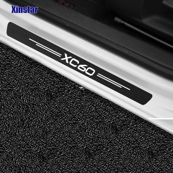 4 ADET Karbon Fiber Araba Kapı Eşiği Çıkartmalar Vinil Spor Çıkartmaları Volvo XC60 Oto Aksesuarları 2