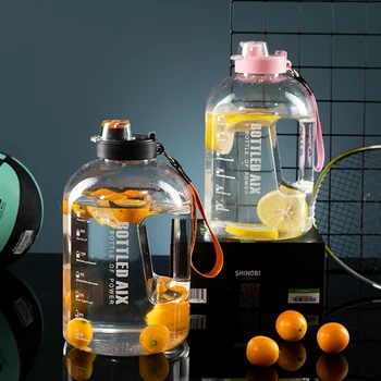 2.2 L Spor Su Şişesi Büyük Kapasiteli 1 Galon Su Şişesi İle Zaman Ölçeği BPA Ücretsiz Plastik Şişe açık alan sporları Su Bardağı 2