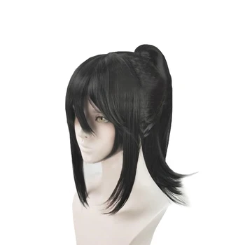 Oyunları Yandere Simülatörü Ayano Aishi Cosplay hairwear Siyah Sentetik Çıkarılabilir At Kuyruğu peruk + peruk kap 2