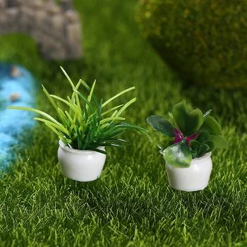 1 adet Dollhouse Minyatür Saksı Bitkileri Yeşil Bitki Pot Ev Dekorasyon Aksesuarları Oyuncak 2