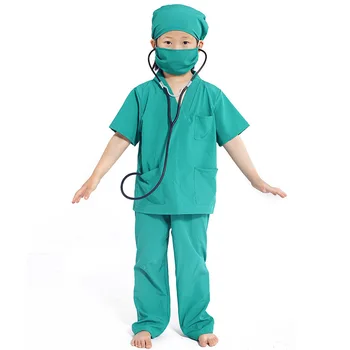 Çocuklar Cerrah Doktor Hemşire Gömlek Pantolon Ceket Takım Elbise Erkek Kız Cadılar Bayramı Cosplay Kostümleri Çocuk Parti Rol Oynayan Elbise Outfi 2