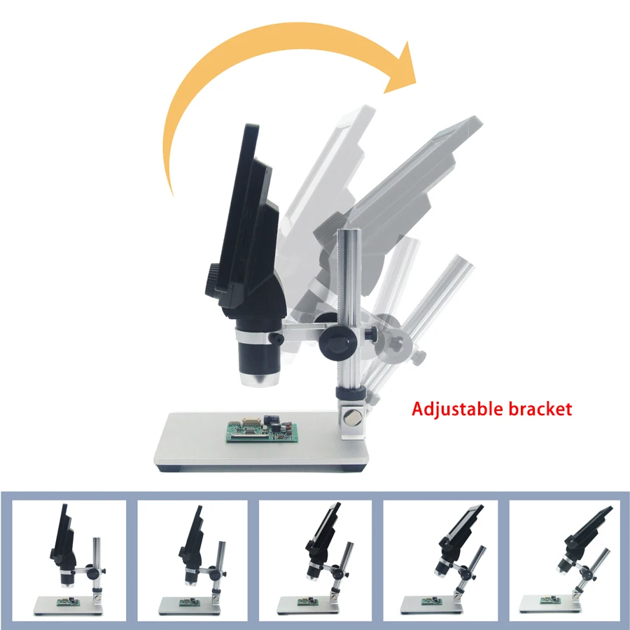 USB Dijital Mikroskop Alüminyum Alaşımlı Stent İle 600X3. 6 MP 4.3 İnç yüksek çözünürlüklü lcd ekran için pcb anakart Tamir Görüntü 5