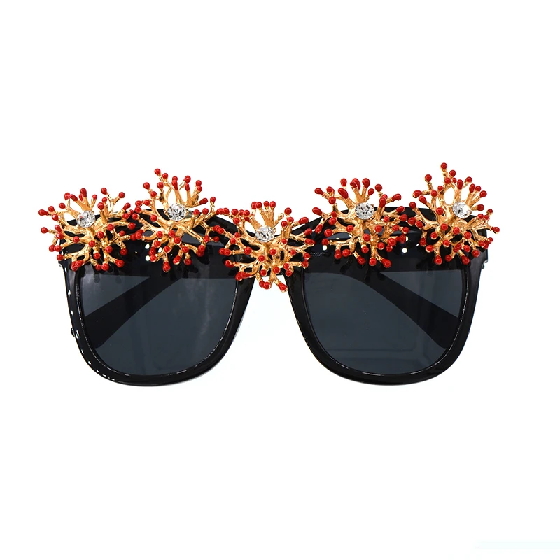 moda retro barok güneş gözlüğü yaz plaj taklidi vintage daire büyük boy güneş gözlüğü kadın siyah kare göz aşınma Görüntü 5