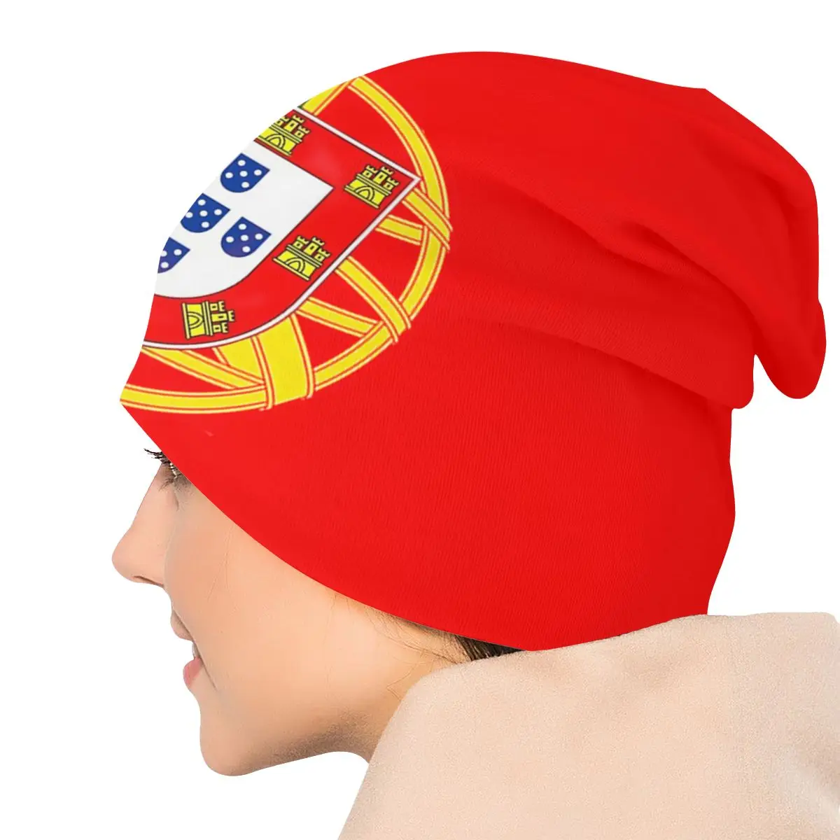 Portekiz bayrağı Skullies Beanies Portekiz Bayrağı Şapka Moda Açık Unisex Kapaklar Yetişkin Bahar Sıcak Çift kullanımlı Kaput Örgü Şapka Görüntü 4