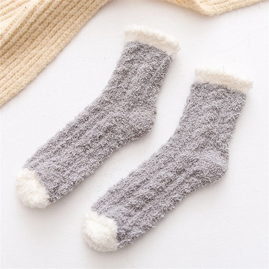 Termal Peluş Moda Bulanık Çorap Kadın Toplu Kış Kabarık Çorap Kadın Çorap Kız Termo sıcak tutan çoraplar Bayanlar Seti 10 Çift Görüntü 5