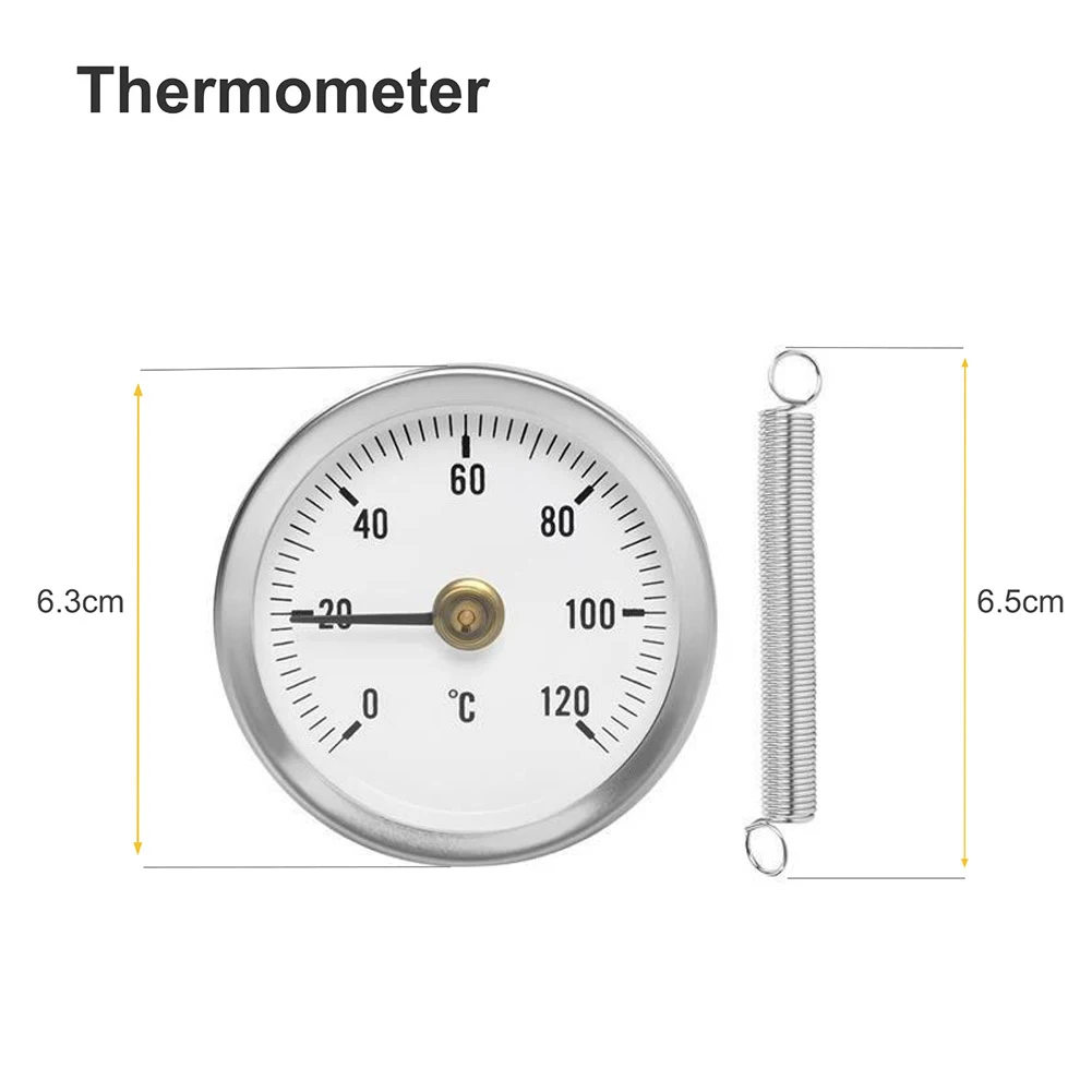 Çelik Termometre 0-120°C Sıcak Su Borusu Termometre Baca Borusu Fırın Barbekü Arama sıcaklık ölçer Görüntü 5