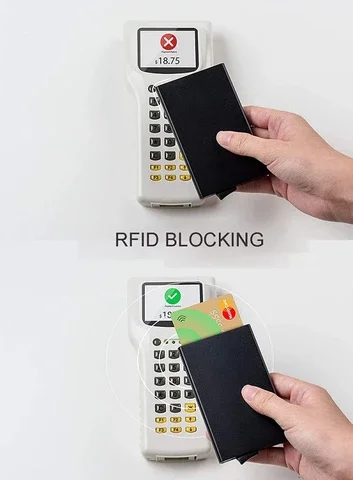 Pop-out RFID kart tutucu İnce Alüminyum Cüzdan Esneklik Geri Kılıfı KİMLİK Kredi kart tutucu Engelleme Korumak Seyahat KİMLİK Kartı Sahibi Görüntü 4