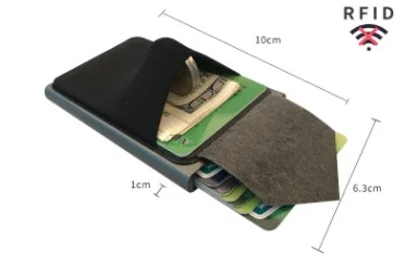 Pop-out RFID kart tutucu İnce Alüminyum Cüzdan Esneklik Geri Kılıfı KİMLİK Kredi kart tutucu Engelleme Korumak Seyahat KİMLİK Kartı Sahibi Görüntü 5