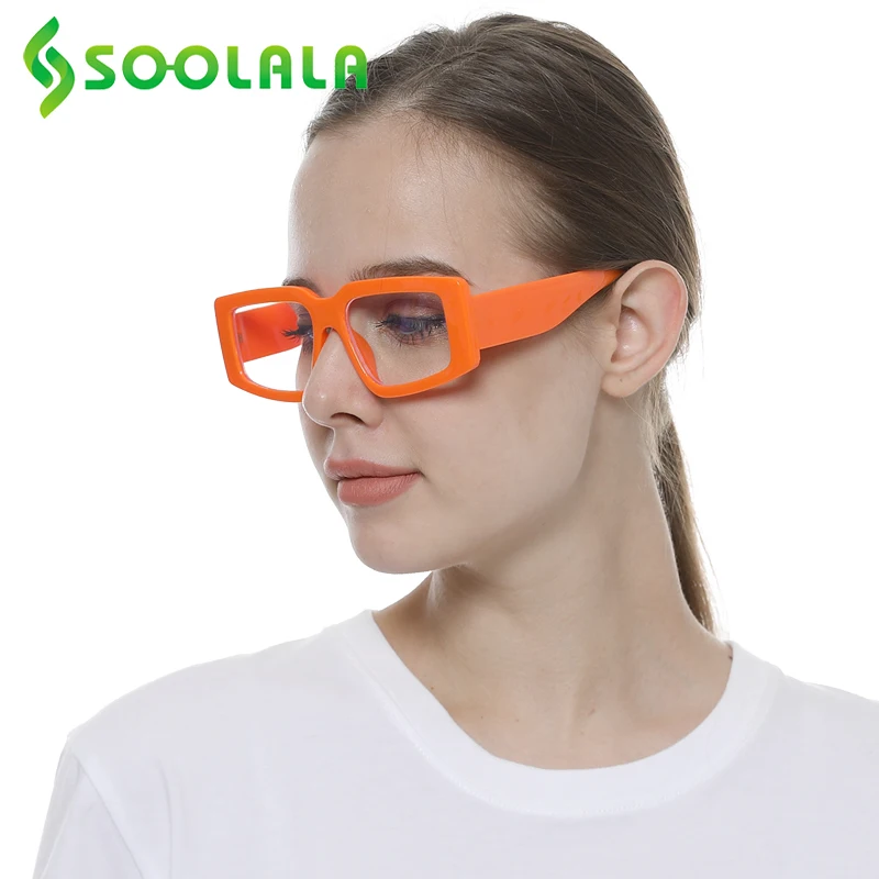SOOLALA yeni plastik okuma gözlüğü kadın Anti mavi ışık tam çerçeve şeffaf lens bayanlar büyüteç presbiyopik gözlük gözlük Görüntü 5