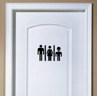 Komik uzaylı tuvalet kapı Sticker çıkartma banyo kapı işareti duvar çıkartmaları Görüntü 1