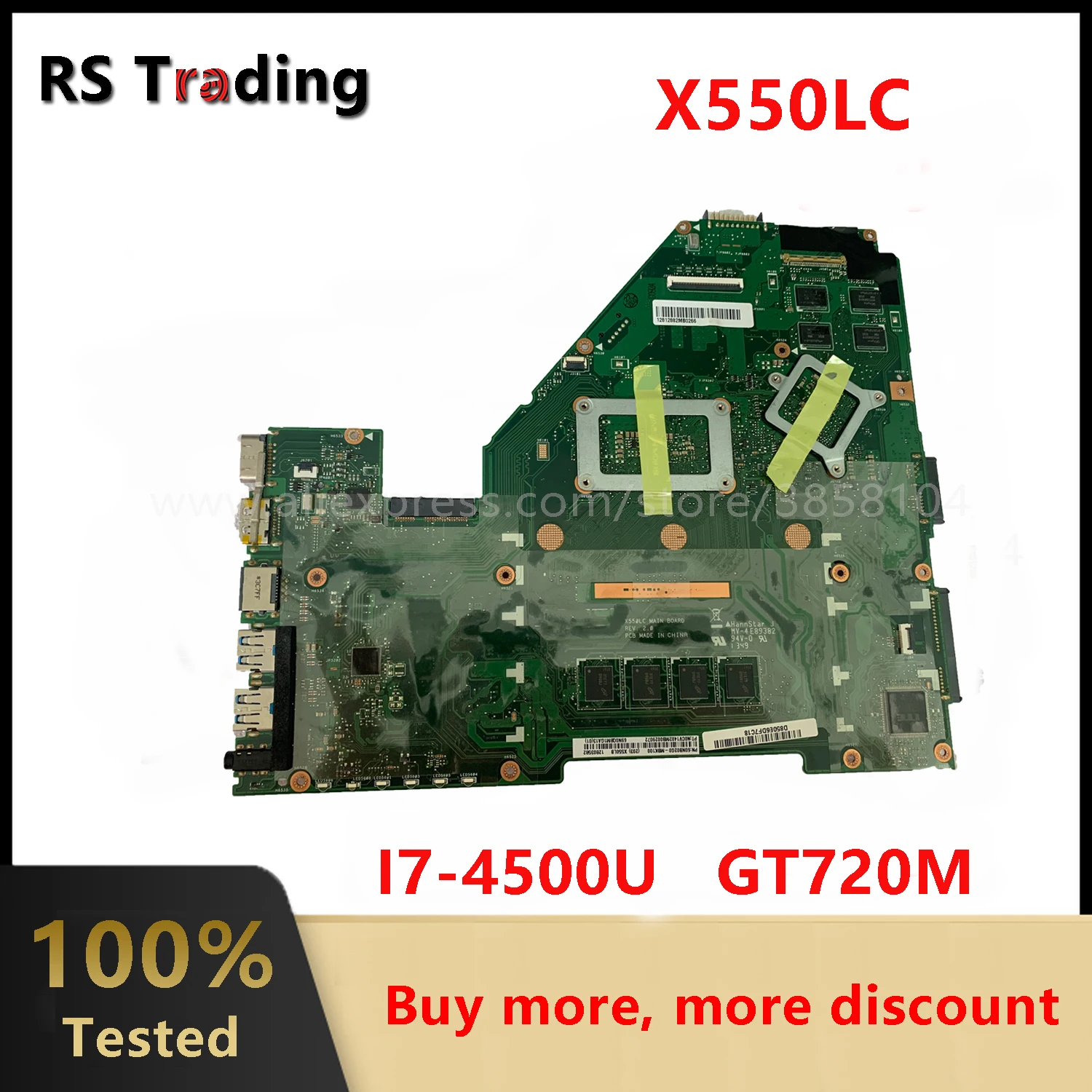 Asus X550LC X550LD A550L Laptop Anakart I7-4500U 4GB CPU GT720M 2GB GPU REV2. 0 Anakart Görüntü 1