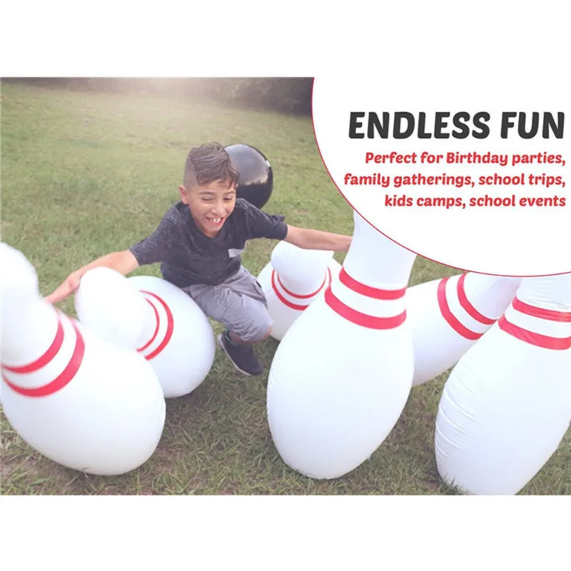 Anaokulu Erken Eğitim Dev Şişme Bowling Seti Aile Çocuk Açık Çim Yard Oyunları Jumbo Spor Topu Şişirilmiş Oyuncak Görüntü 2