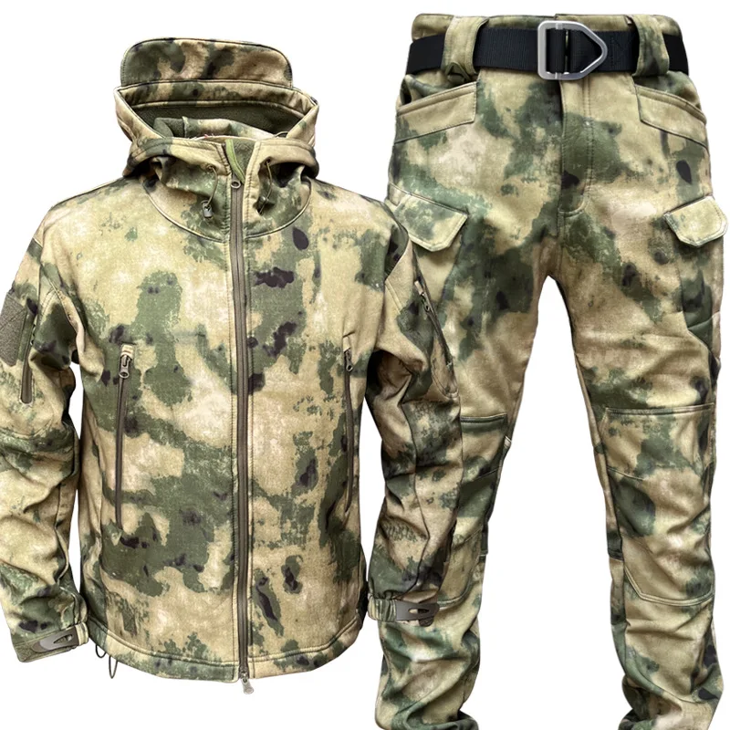 Askeri Taktik Ceket erkek Giyim Takım Elbise Rüzgarlık Ceket Hoodie Spor Çok Cep Kış Ceket Polar Savaş Seti Görüntü 2