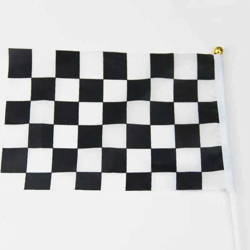 5 adet Damalı Yarış Stok araba Bayrağı 14 * 21cm El Mini Bayrak Beyaz Kutup İle Canlı Renk ve Solmaya Dayanıklı El Görüntü 2