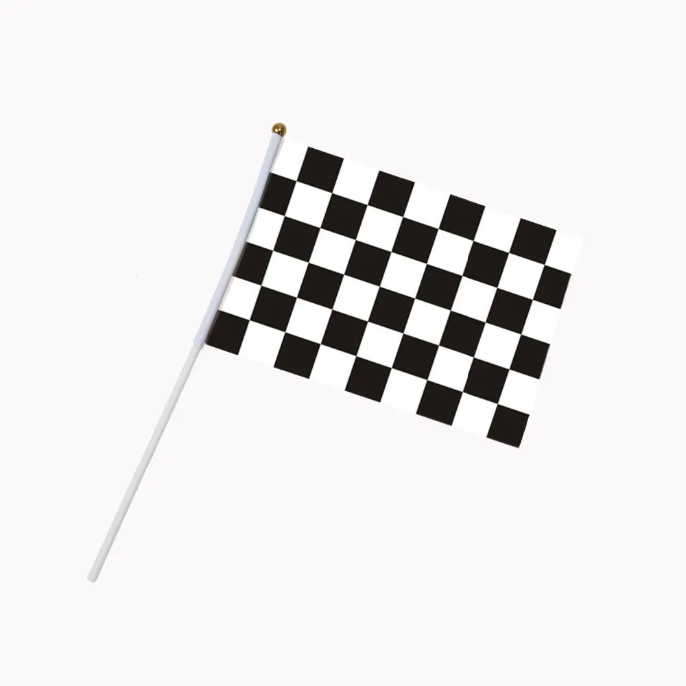 5 adet Damalı Yarış Stok araba Bayrağı 14 * 21cm El Mini Bayrak Beyaz Kutup İle Canlı Renk ve Solmaya Dayanıklı El Görüntü 4