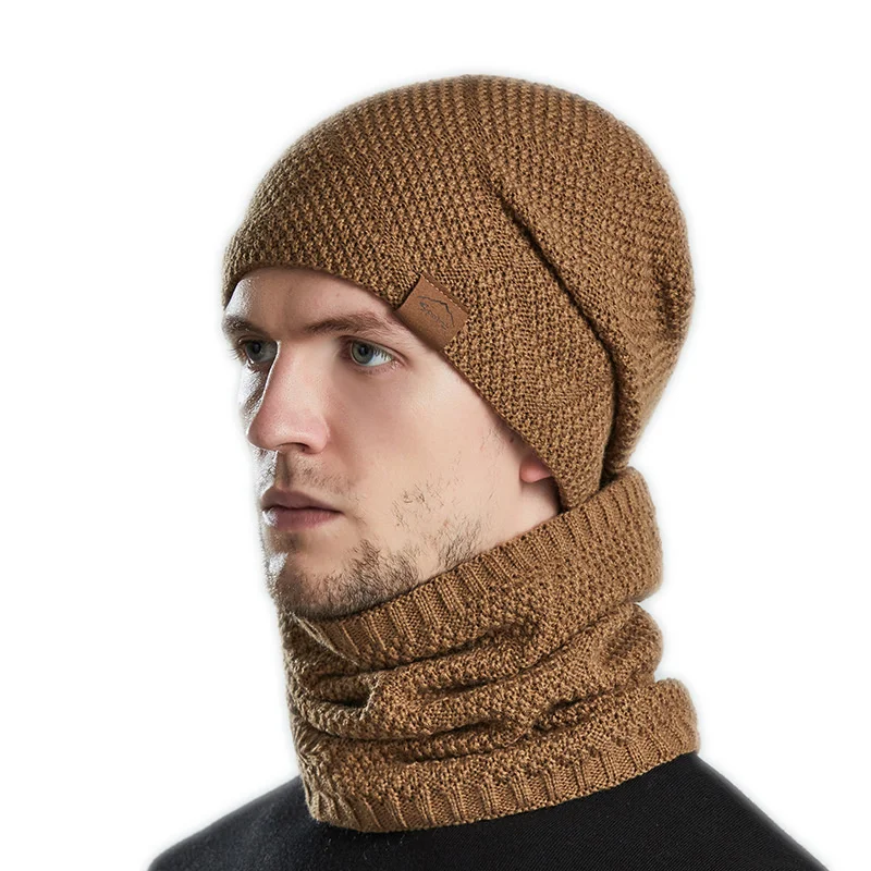 Yeni Unisex Eklemek Polar Astarlı Kış Şapka Yün Sıcak Örme şapka seti Kalın Yumuşak Streç Kış Şapka Erkekler Kadınlar İçin Eğlence Bere Kap Görüntü 1