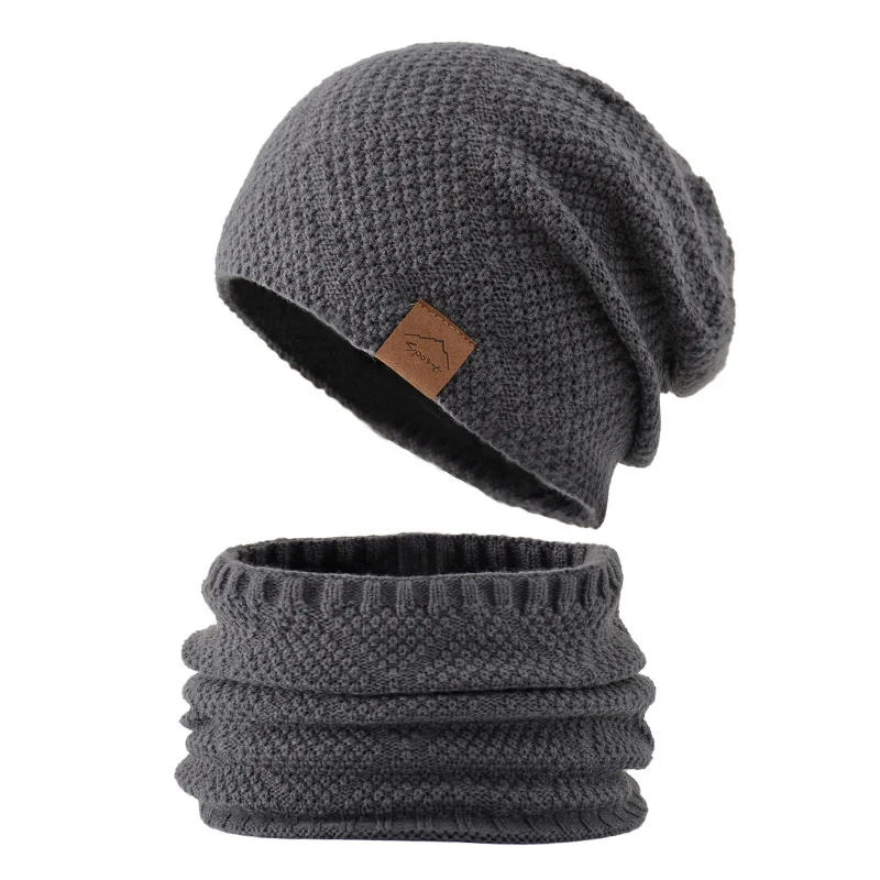 Yeni Unisex Eklemek Polar Astarlı Kış Şapka Yün Sıcak Örme şapka seti Kalın Yumuşak Streç Kış Şapka Erkekler Kadınlar İçin Eğlence Bere Kap Görüntü 2