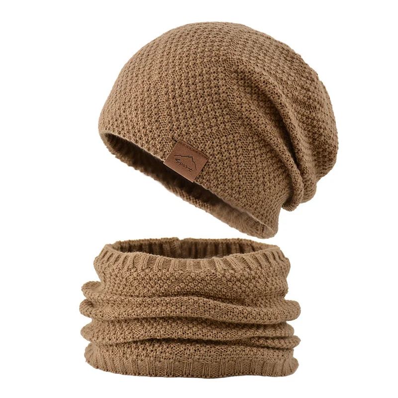 Yeni Unisex Eklemek Polar Astarlı Kış Şapka Yün Sıcak Örme şapka seti Kalın Yumuşak Streç Kış Şapka Erkekler Kadınlar İçin Eğlence Bere Kap Görüntü 3