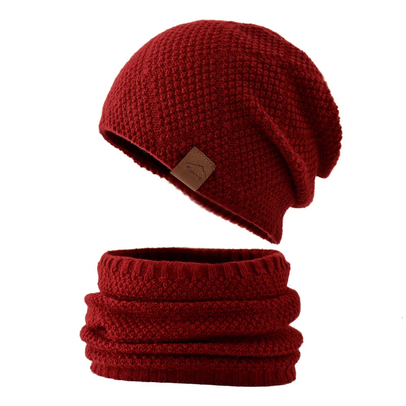 Yeni Unisex Eklemek Polar Astarlı Kış Şapka Yün Sıcak Örme şapka seti Kalın Yumuşak Streç Kış Şapka Erkekler Kadınlar İçin Eğlence Bere Kap Görüntü 4