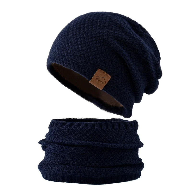 Yeni Unisex Eklemek Polar Astarlı Kış Şapka Yün Sıcak Örme şapka seti Kalın Yumuşak Streç Kış Şapka Erkekler Kadınlar İçin Eğlence Bere Kap Görüntü 5