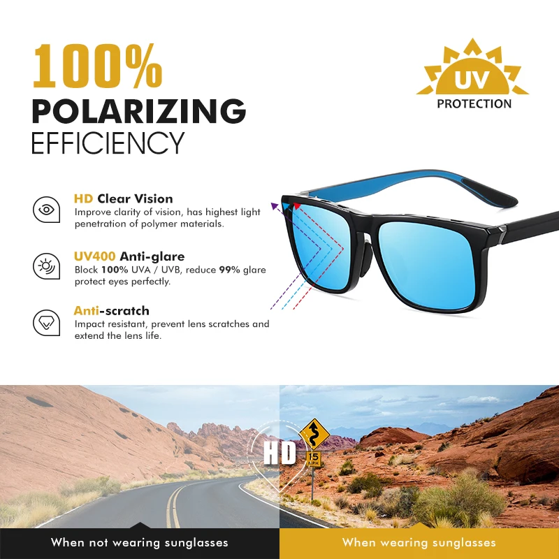 CoolPandas erkek Polarize Güneş Gözlüğü Balıkçılık Ultralight Ayna UV Engelleme güneş gözlüğü Kadın Spor Kare güneş gözlüğü gafas Görüntü 2