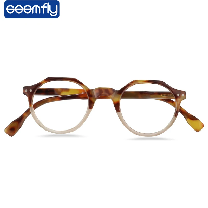 seemfly Leopar Kadın okuma gözlüğü kadın yuvarlak Gözlük 100 Derece mavi ışık dekoratif bilgisayar gözlükleri gözlük + 200 + 350 Görüntü 1