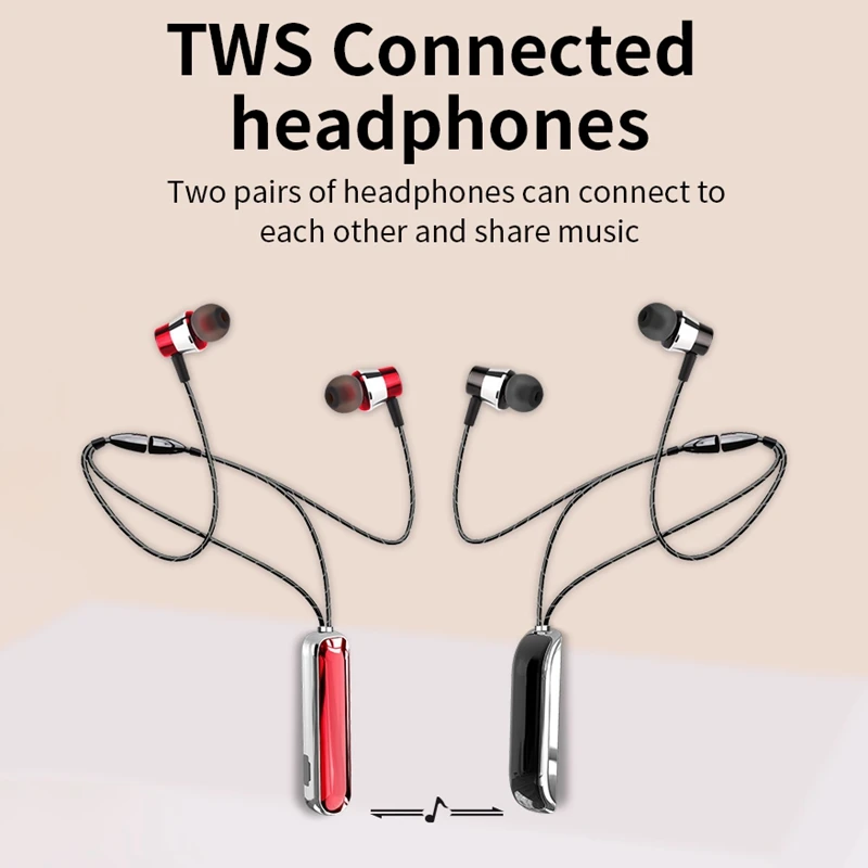 D24 Yeni Bluetooth Kulaklık kablosuz kulaklıklar Hifi Boyun Bandı Kulaklıklar Müzik Çalma Ses Kontrolü için Mic İle Spor Görüntü 4