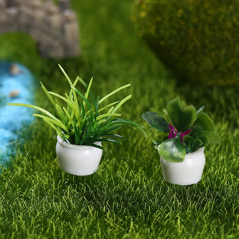 1 adet Dollhouse Minyatür Saksı Bitkileri Yeşil Bitki Pot Ev Dekorasyon Aksesuarları Oyuncak Görüntü 1