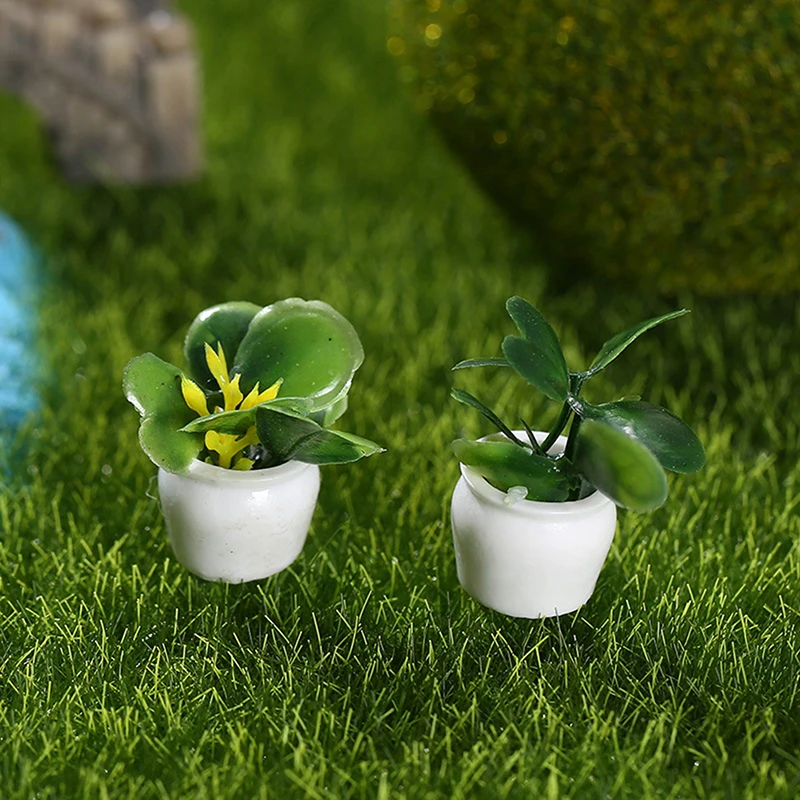 1 adet Dollhouse Minyatür Saksı Bitkileri Yeşil Bitki Pot Ev Dekorasyon Aksesuarları Oyuncak Görüntü 2
