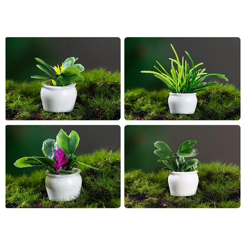 1 adet Dollhouse Minyatür Saksı Bitkileri Yeşil Bitki Pot Ev Dekorasyon Aksesuarları Oyuncak Görüntü 3