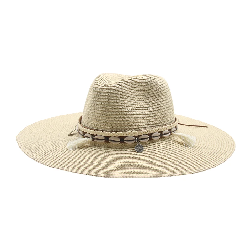 Panama şapkası Kadın Erkek bant kemer Batı Kovboy Hasır Şapkalar Büyük Ağız 11 cm Güneş Koruma Plaj Hasır Kadın Şapka Sombreros De Mujer Görüntü 2