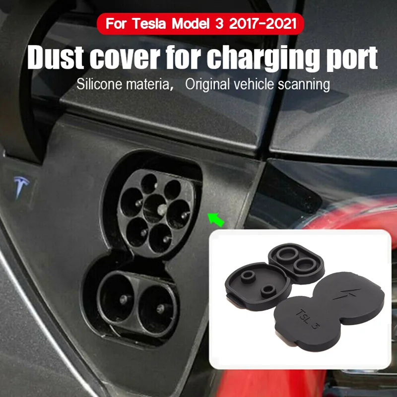 2021 Yeni Tesla Modeli 3 Araba şarj portu Koruma Su Geçirmez Toz Fişi Koruyucu Kapak CCS AB Tak Aksesuarları Görüntü 5