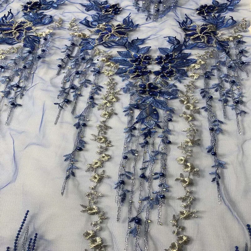 120 * 30CM 3D Çiçekler Giyim Yama, Dantel Ağır Boncuklu Nakış Yamalar Taklidi Vücut Aplike Kristal düğün elbisesi Görüntü 3
