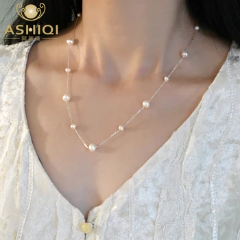 ASHIQI doğal tatlı su incisi Kolye Kolye 925 Ayar Gümüş moda takı Kadınlar için 2022 Yeni