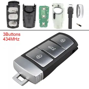 434MHz 3 Düğmeler Anahtarsız Akıllı Araba Uzaktan Anahtar Fob ile ID48 Çip 3C0959752BA ve Pil VW Passat B6 3C B7 Magotan CC