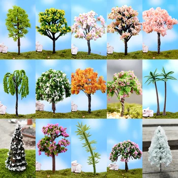 14 Stil Mini Ağaç Figürleri Bahçe Minyatür Reçine Zanaat Ev Bahçe Partisi Dekorasyon Mikro Peyzaj Bonsai Yapay Bitkiler
