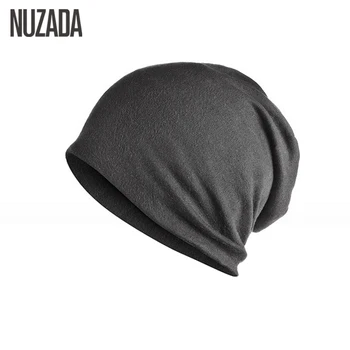 Marka NUZADA Düz Renk Unisex Erkek Kadın Skullies Beanies Hedging Kap Örgü Örme Pamuk Çift Katmanlı Kumaş Kapaklar Kaput Şapka