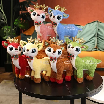Ren geyiği peluş oyuncak Dolması Ren Geyiği Bells İle Yumuşak Rahat Elk Geyik Heykelcik Bebek Peluş Dekor Çocuklar İçin Yılbaşı Hediyeleri