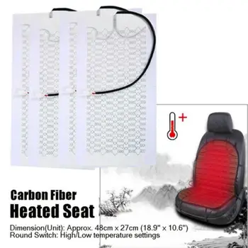 Evrensel 12V Karbon Fiber Araba koltuğu ısıtıcı ısı Pedleri 3 Seviye Isıtmalı Yuvarlak Anahtarı Kiti Kış İsıtıcı klozet kapağı