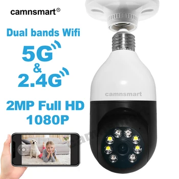 5G WİFİ Kamera E27 Ampul 1080P Ycc365plus Video Gözetim Renkli Gece Görüş Otomatik İzleme bebek izleme monitörü Akıllı Ev 4X Zoom