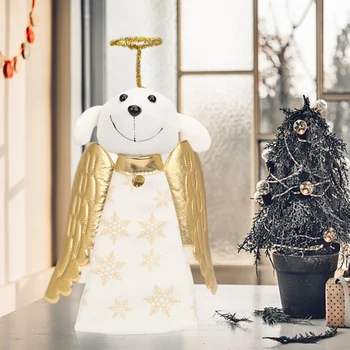 Bir Noel Mucize Altın Melek Köpek Artisan Ağacı Topper Asılı Noel Hatıra Faydalı Güzel Süs Ev Oturma Odası Dekor İçin