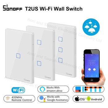 Sonoff TX T2 T3 ABD akıllı WiFi RF 433 / APP / dokunmatik kontrol duvar ışık anahtarı 1 /2 /3 Çete Duvar Dokunmatik Anahtarı Akıllı Ev Kontrollü