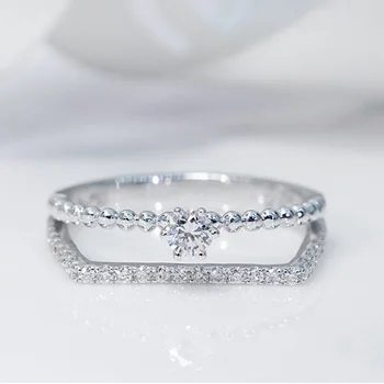 925 Gümüş Yüzük Kadınlar için Basit Tasarım Çift İstiflenebilir moda takı Gelin Setleri Düğün Nişan Yüzüğü Aksesuar