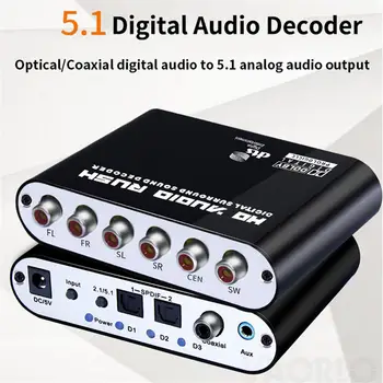 5.1 AC3 DTS Dijital Audio Rush Dekoder Koaksiyel RCA HD Ses Güçlü Hareketlilik Dönüştürücü Konak Güç Kaynağı Optik Kablo
