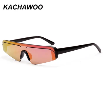 Kachawoo yarı çerçevesiz kedi göz güneş gözlüğü kadınlar için siyah mor ayna lens erkekler yarım jant güneş gözlüğü vintage parti hediyeler