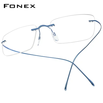 FONEX B Titanyum Gözlük Çerçevesi Erkekler 2020 Kadın Çerçevesiz Reçete Kare Gözlük Çerçeveleri Miyopi Optik Kore Gözlük F85634