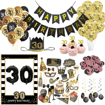30 Yaşında Doğum Günü Balon Afiş Tek Kullanımlık Sofra Mutlu Doğum Günü Partisi 30th Yıldönümü Dekorasyon Makaleleri 1