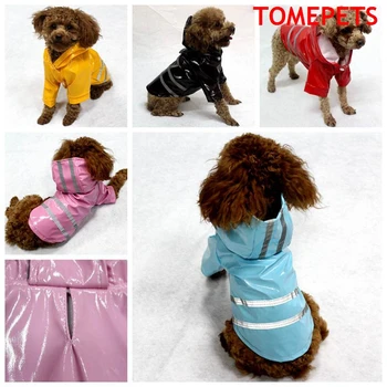TOMEPETS Pet Yağmurluk Küçük Köpekler için Sevimli Katı Beş Renk Pembe/Kırmızı/Kahve/Sarı / Mavi Yansıtıcı Şerit Doggie Yağmurluk 1